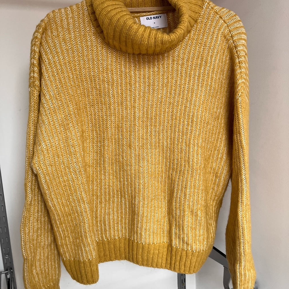 Old Navy Yellow Chunky Knit Turtleneck Sweater